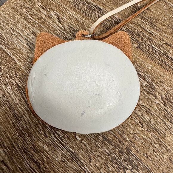 Genuine Leather Black Cat Bag Charm Leather Hand Painted Kitty Cat Purse Charm - Picture 5 of 8